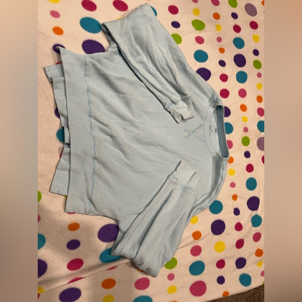 SO sky blue thrifted sweater size medium FLAWS PICTURED